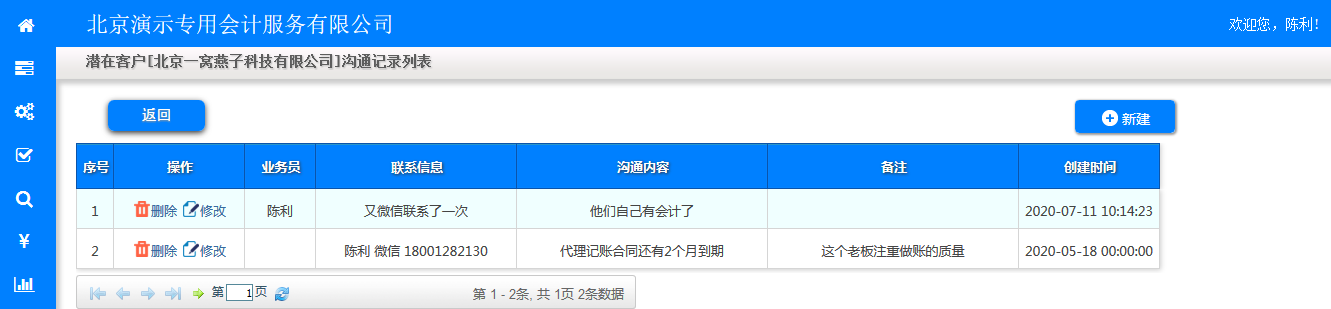 潜在客户沟通列表